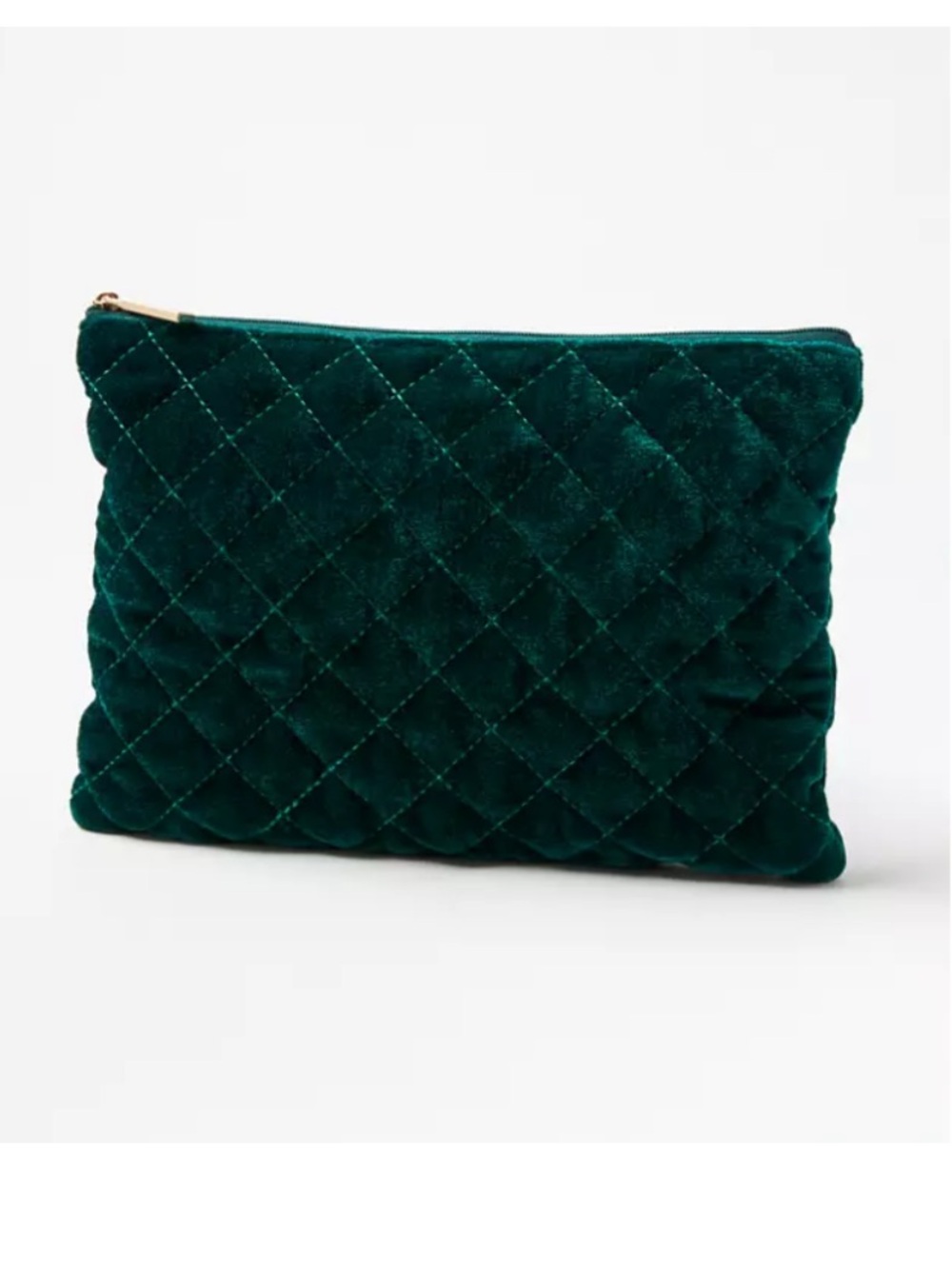 LOFT Quilted Velvet Clutch in Deep Emerald Green